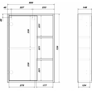 Зеркальный шкаф Sanstar Lavanti 50х73 дуб вотан (443.1-2.4.1.)