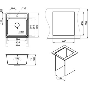 Кухонная мойка Point Мисти 46 черная (PN3011B)