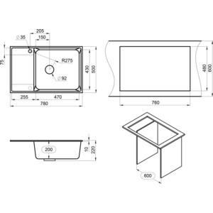 Кухонная мойка Point Этна 78 серая (PN3012AL)