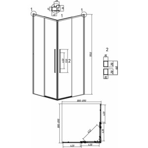 Душевой уголок Grossman Galaxy 90x90 прозрачный, черный матовый (300.K33.01.9090.21.00)