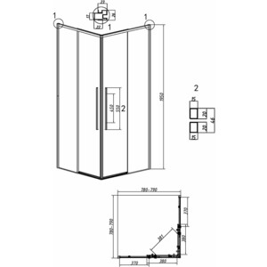 Душевой уголок Grossman Galaxy 80x80 прозрачный, графит сатин (300.K33.01.8080.42.00)