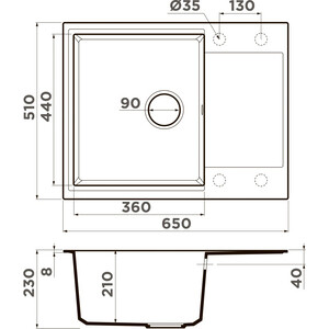 Кухонная мойка Omoikiri Daisen 65T leningrad grey (4993583)