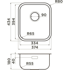 Кухонная мойка Omoikiri Omi 38-U/I нержавеющая сталь (4997435)