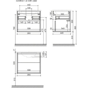 Тумба с раковиной Sancos Marmi 1.0 60х45 дуб галифакс натуральный (MR1.060EG, CN7011)