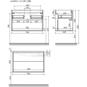 Тумба с раковиной Sancos Marmi 1.0 80х45 дуб галифакс натуральный (MR1.080EG, CN7012)