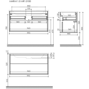 Тумба с раковиной Sancos Marmi 1.0 100х45 дуб галифакс натуральный (MR1.0100EG, CN7013)