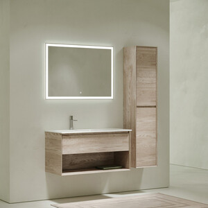 Мебель для ванной Sancos Marmi 1.0 100х45 левая, дуб галифакс натуральный мебель для ванной sancos very 100х45 левая bianco