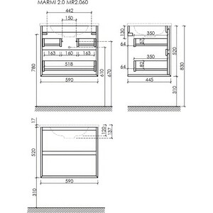 Тумба с раковиной Sancos Marmi 2.0 60х45 дуб чарльстон (MR2.060ECH, CN7011)