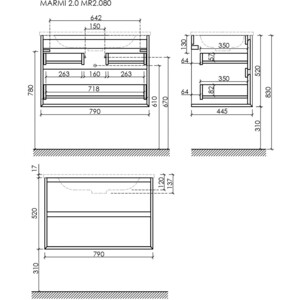 Тумба с раковиной Sancos Marmi 2.0 80х45 дуб чарльстон (MR2.080ECH, CN7012)