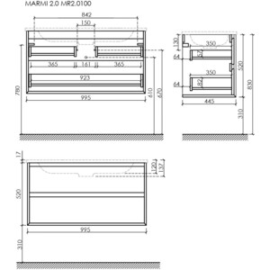 Тумба с раковиной Sancos Marmi 2.0 100х45 дуб галифакс натуральный (MR2.0100EG, CN7013)