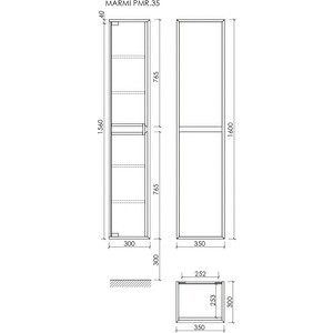 Пенал Sancos Marmi 1.0 35х160 дуб галифакс натуральный (PMR35EG)