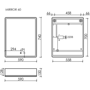 Зеркальный шкаф Sancos Mirror 60х75 подсветка, сенсор, дуб галифакс натуральный (MI60EG)