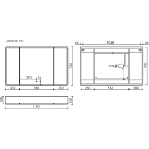 Зеркальный шкаф Sancos Mirror 120х75 подсветка, сенсор, дуб галифакс натуральный (MI120EG)