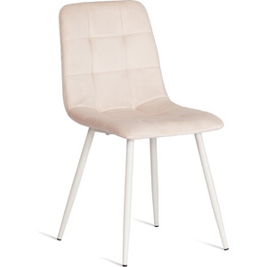 Стул TetChair CHILLY (mod. 7094-1) / 1 шт. в упаковке, вельвет/металл, beige (бежевый) HLR2 / белый