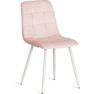 Стул TetChair CHILLY (mod. 7094-1) / 1 шт. в упаковке, вельвет/металл, pink (розовый) HLR39 / белый