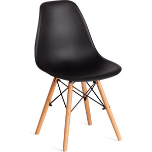 Стул TetChair CINDY (EAMES) (mod. 1801) / 1 шт. в упаковке, дерево бук/металл/сиденье пластик, Black (черный)