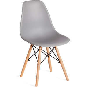 Стул TetChair CINDY (EAMES) (mod. 1801) / 1 шт. в упаковке, дерево бук/металл/сиденье пластик, Light grey (светло-серый)