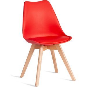 Стул TetChair TULIP (mod. 73-1) / 1 шт. в упаковке, дерево/пластик/экокожа, Красный (Red)