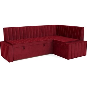 Кухонный угловой диван Mebel Ars Вермут (Бархат красный STAR VELVET 3 DARK RED) 211х83х141 см (M11-23-1)