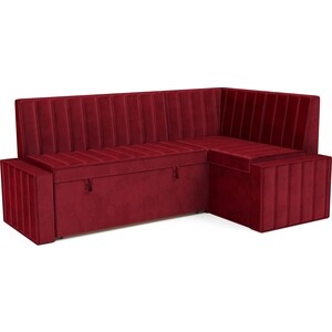 Кухонный угловой диван Mebel Ars Вермут (Бархат красный STAR VELVET 3 DARK RED) 191х83х121 см (M11-24-1)