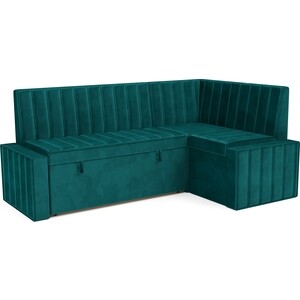 Кухонный угловой диван Mebel Ars Вермут (Бархат сине-зеленый STAR VELVET 43 BLACK GREEN) 191х83х121 см (M11-24-2)