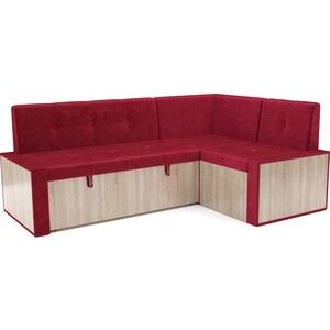 Кухонный угловой диван Mebel Ars Таллин (Бархат красный STAR VELVET 3 DARK RED) 211х83х141 см (M11-21-1)