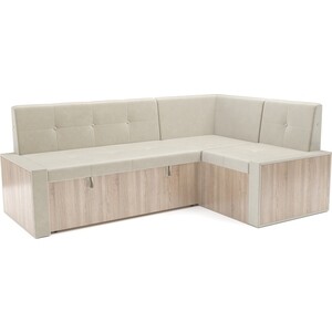 Кухонный угловой диван Mebel Ars Таллин (Бархат бежевый STAR VELVET 6 LIGHT BEIGE) 211х83х141 см (M11-21-4)