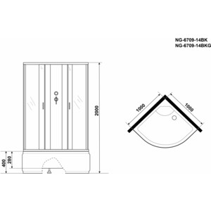 Душевая кабина Niagara NG-6709-14BK 100х100х200