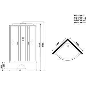 Душевая кабина Niagara NG-6709-14P 100х100х215