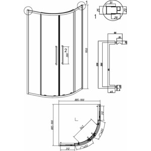 Душевой уголок Grossman Cosmo 90x90 шиншилла, черный матовый (301.K33.02.9090.21.02)