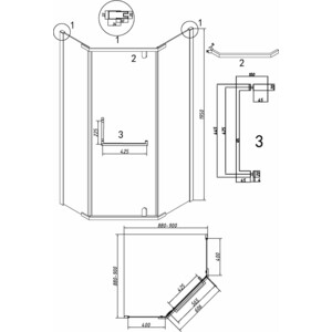 Душевой уголок Grossman Pragma 90x90 тонированный, черный матовый (302.K33.03.9090.21.10)