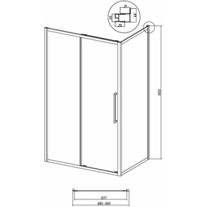 Боковая стенка Grossman Cosmo 90х195 прозрачная, хром (200.K33.02.90.10.00)