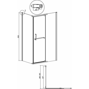 Боковая стенка Grossman Pragma 90х195 прозрачная, хром (200.K33.03.90.10.00)