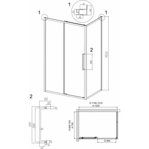 Душевой уголок Grossman Cosmo 120x70 прозрачный, хром (120.K33.02.1270.10.00)