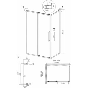 Душевой уголок Grossman Cosmo 100x90 прозрачный, золото сатин (120.K33.02.1090.32.00)