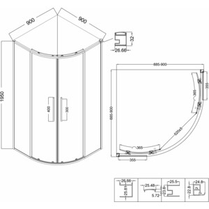 Душевой уголок Niagara Nova 90x90 прозрачный, хром (NG-6626-34)