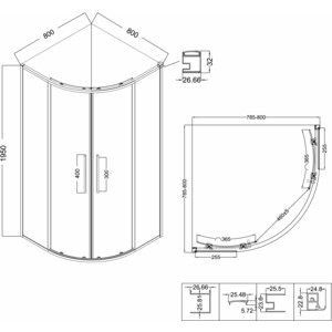 Душевой уголок Niagara Nova 80x80 прозрачный, черный матовый (NG-6825-34BLACK)