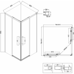 Душевой уголок Niagara Nova 80x80 прозрачный, хром (NG-6628-34)