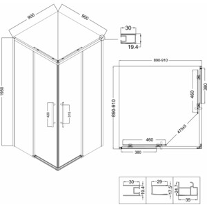 Душевой уголок Niagara Nova 90x90 тонированный, черный матовый (NG-2829-34BLACK)