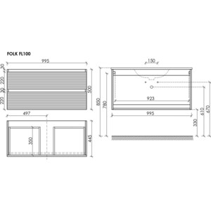 Тумба с раковиной Sancos Folk 100х45 Bianco (FL100W, CN7013)