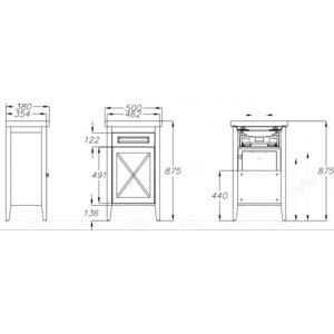 Тумба с раковиной Opadiris Палермо 50 белая матовая (00-00002358, 030900-u)