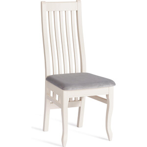 Стул TetChair Стул DOLCE мягкое сидение, бук, 40х46х100см, ivory white, велюр Tenerife Ultimate grey