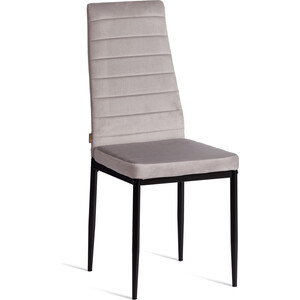 Стул TetChair Easy (mod. JSC02-1) / 1 шт. в упаковке, металл, флок, 41 х 52 х 96 см, Light grey (светло-серый) HLR14 / черный (24601)