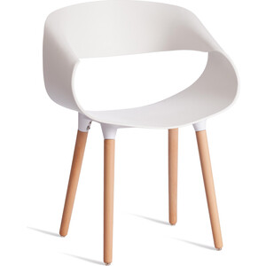 Стул TetChair QXX (mod. C1058-1) / 1 шт. в упаковке, пластик/дерево, 60 х 53 х 81 см, White (Белый) 70029/ натуральный (21657)