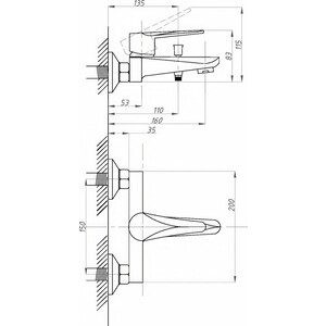 Смеситель для ванны Профсан Steel PSM-300-1 хром