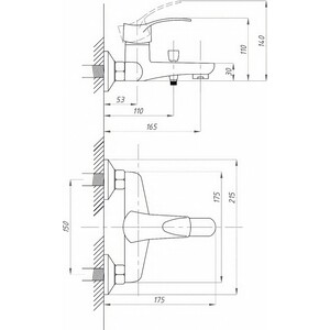 Смеситель для ванны Профсан Модерн PSM-815-023 хром