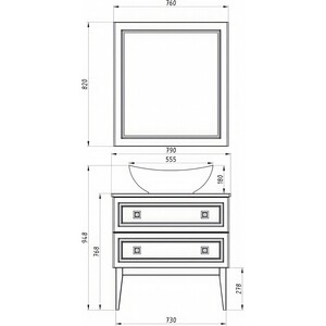 Тумба под раковину ASB-woodline Каталина 80 grey (12095)