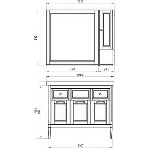 Тумба с раковиной ASB-woodline Гранда 105 белая (11486, 23538)