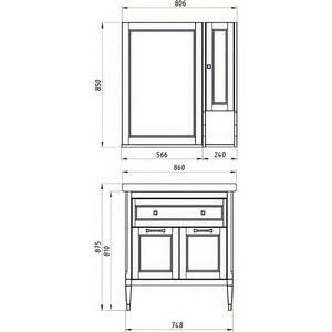 Тумба с раковиной ASB-woodline Гранда 85 белая (11487, 23539)