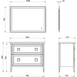 Тумба с раковиной ASB-woodline Рома 100Н напольная, белая (10851, 27383)